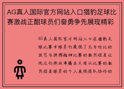 AG真人国际官方网站入口猎豹足球比赛激战正酣球员们奋勇争先展现精彩技艺